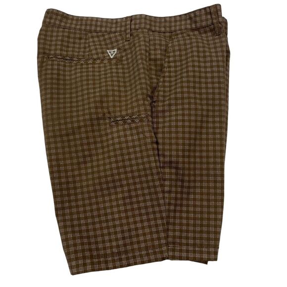 Vurt Chino Shorts Men's Size 36 Brown Check Flat Front High Rise Outdoor - Picture 9 of 10